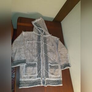 Vintage 90s Hooded Gray Moroccan Kachabia Jacket